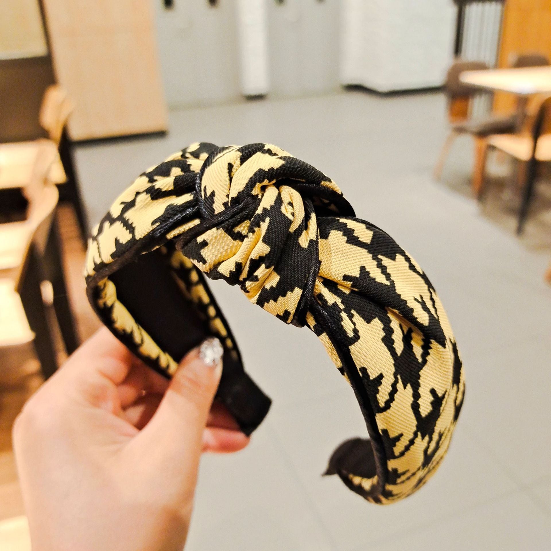 Wholesale Autumn and Winter Fabric Thousand Bird Plaid Hair Hoop